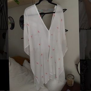 Cute white with orange flamingos pullover